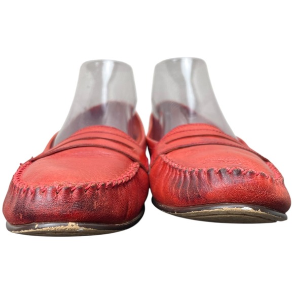 Vintage Pappagallo Penny Loafer Womens 10M Red/Orange  Leather  Casual Preppy - Picture 6 of 16